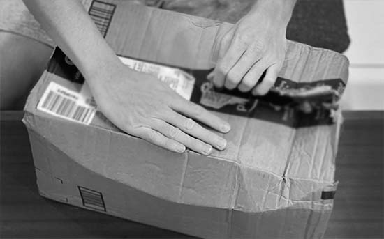 e commerce delivery order showing consumer shipment damage using cheap paper nased packaging materials
